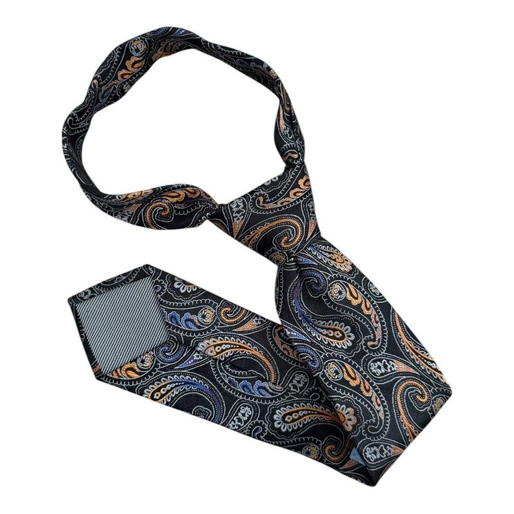 Bruno Marchesi Paisley Blue Purple Silk Tie Suit Formal Everyday Shirt